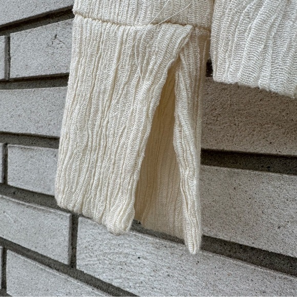 Savannah Morrow Silk Bamboo Cream Crinkle Fabric Blazer Cardigan Top - Picture 6 of 10